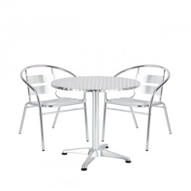 Σετ Τραπεζαρία Κήπου ArteLibre IO Αλουμίνιο Ασημί Με 2 Πολυθρόνες 14990094