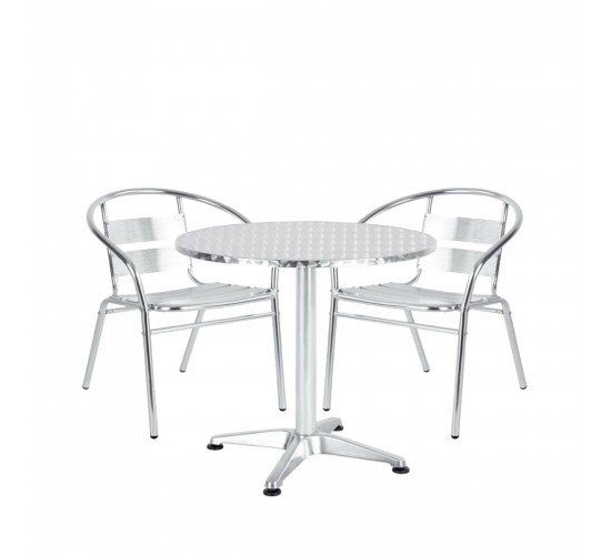 Σετ Τραπεζαρία Κήπου ArteLibre IO Αλουμίνιο Ασημί Με 2 Πολυθρόνες 14990094