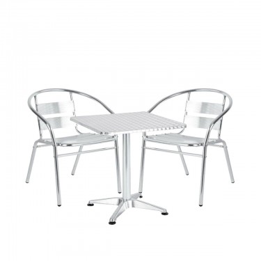 Σετ Τραπεζαρία Κήπου ArteLibre CALLISTO Αλουμίνιο Ασημί Με 2 Πολυθρόνες 14990098