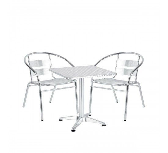 Σετ Τραπεζαρία Κήπου ArteLibre CALLISTO Αλουμίνιο Ασημί Με 2 Πολυθρόνες 14990098