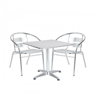 Σετ Τραπεζαρία Κήπου ArteLibre CALLISTO Αλουμίνιο Ασημί Με 2 Πολυθρόνες 14990102