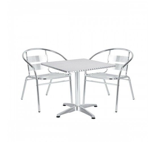 Σετ Τραπεζαρία Κήπου ArteLibre CALLISTO Αλουμίνιο Ασημί Με 2 Πολυθρόνες 14990102