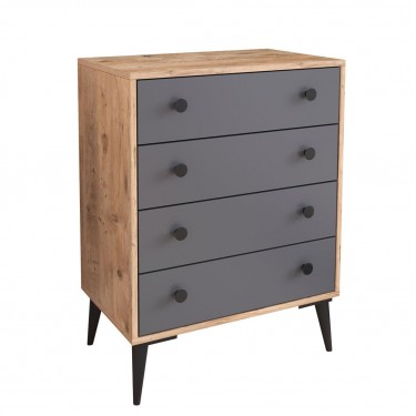 Συρταριέρα ArteLibre AMARI Δρυς/Ανθρακί Μοριοσανίδα 72x43x96cm