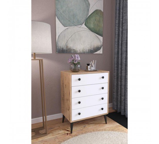 Συρταριέρα AMARI Δρυς/Λευκό Μοριοσανίδα 72x43x96cm Συρταριέρα AMARI Δρυς/Λευκό Μοριοσανίδα 72x43x96cm