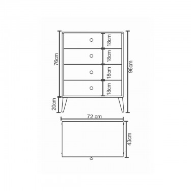 Συρταριέρα ArteLibre AMARI Δρυς/Λευκό Μοριοσανίδα 72x43x96cm