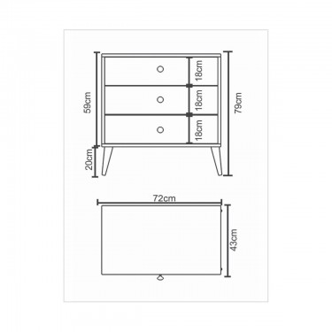 Συρταριέρα ArteLibre AMARI Λευκό Μοριοσανίδα 72x43x79cm
