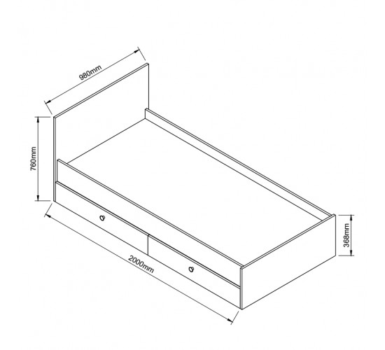 Κρεβάτι Μονό AMARI Βελανιδί Μοριοσανίδα 200x98cm
