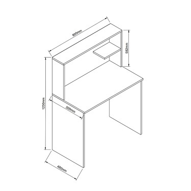 Γραφείο Με Ράφια ArteLibre DIALLO Δρυς/Λευκό Μοριοσανίδα 150x50x123cm