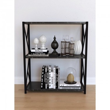 Βιβλιοθήκη ArteLibre JAWARA Μαύρο Μοριοσανίδα/Μέταλλο 70x34x78.5cm