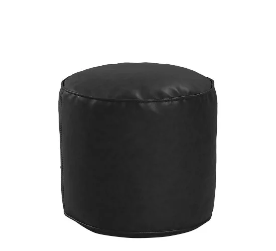 Πουφ HABIBAH Μαύρο Δέρμα Φ45x35cm Πουφ HABIBAH Μαύρο Δέρμα Φ45x35cm