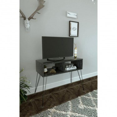 Έπιπλο Τηλεόρασης ArteLibre AMARA Όψη Μαρμάρου/Μαύρο Μοριοσανίδα/Μέταλλο 72x30x58.6cm