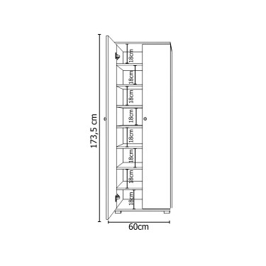 Ντουλάπι ArteLibre ROSELINE Λευκό/Ανθρακί Μοριοσανίδα 50x30x183cm