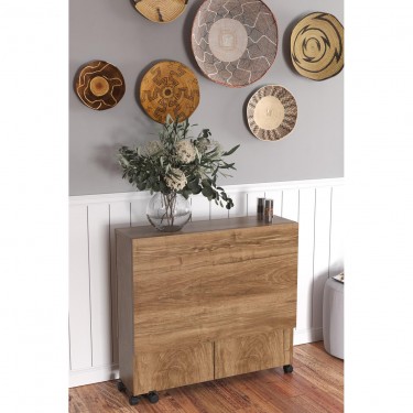 Τραπεζάκι Πτυσσόμενο ArteLibre Με Ροδάκια STANLEY Καρυδί Μοριοσανίδα 120x80x73cm