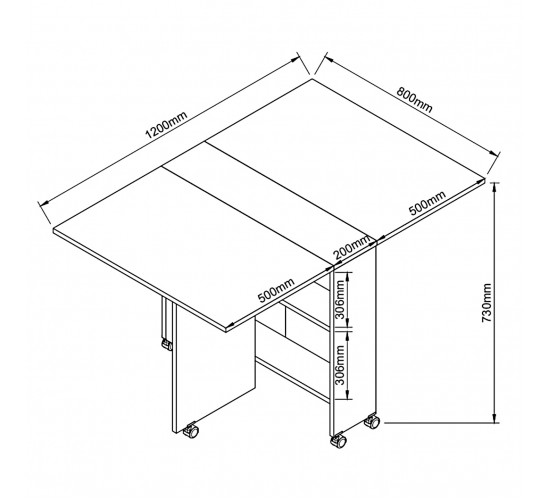 Τραπεζάκι Πτυσσόμενο ArteLibre Με Ροδάκια STANLEY Καρυδί Μοριοσανίδα 120x80x73cm