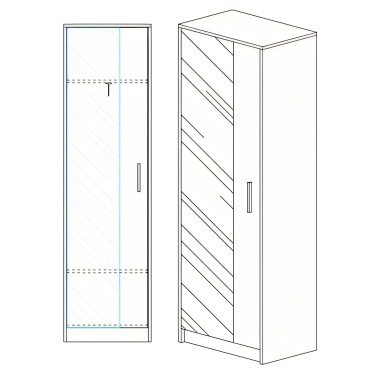 Ντουλάπα ArteLibre SOLFRID Με Καθρέπτη Φυσικό Μοριοσανίδα 48x40x180cm