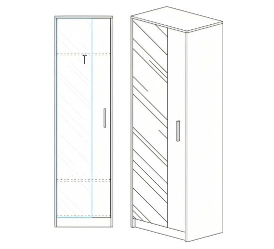 Ντουλάπα ArteLibre SOLFRID Με Καθρέπτη Φυσικό Μοριοσανίδα 48x40x180cm