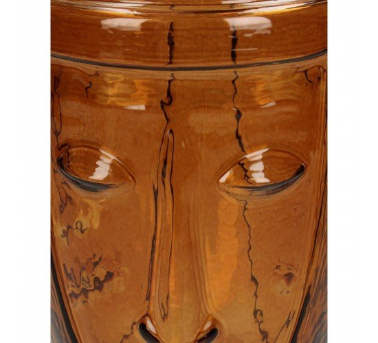 Βάζο Πρόσωπο Καφέ Γυαλί 18x18x25cm Βάζο Πρόσωπο Καφέ Γυαλί 18x18x25cm