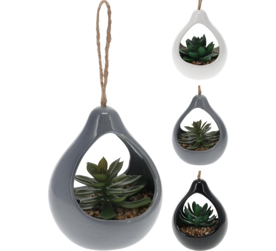 Φυτό Τεχνητό ArteLibre Κρεμαστό Σε Κεραμικό Δοχείo Σε 3 Ποικιλίες