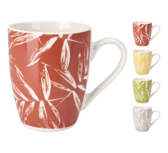 Κούπα 350ml Σχέδιο Φύλλα New Bone Πορσελάνη 115x85x104mm Σε 4 Χρώματα