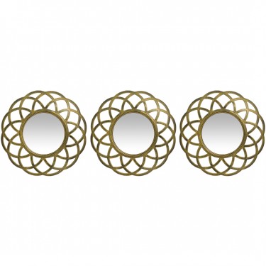 Καθρέπτης Τοίχου ArteLibre Χρυσό Πλαστικό Φ25.4x3.2cm Σετ 3Τμχ