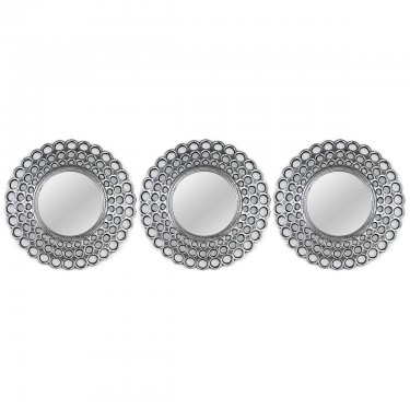 Καθρέπτης Τοίχου ArteLibre Ασημί Πλαστικό Φ25.4x3.2cm Σετ 3Τμχ