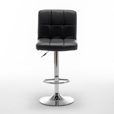 Σκαμπό Bar ArteLibre DIN Με Πλάτη Πτυσσόμενο Μαύρο PVC/Μέταλλο 44x50x92-113cm