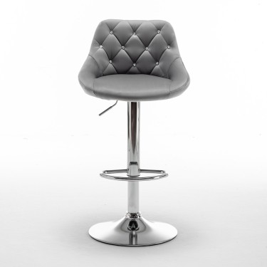 Σκαμπό Bar ArteLibre JORDO Με Πλάτη Πτυσσόμενο Γκρι Βελούδο/Μέταλλο 46x46x83-105cm