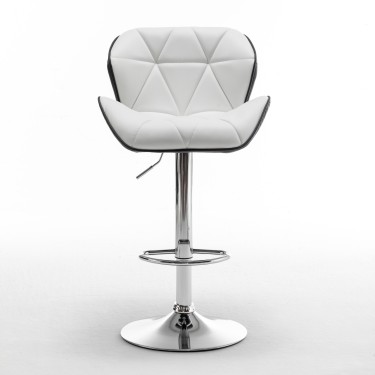 Σκαμπό Bar ArteLibre DRASH Με Πλάτη Πτυσσόμενο Λευκό/Μαύρο PU/Μέταλλο 54x52x87-109cm