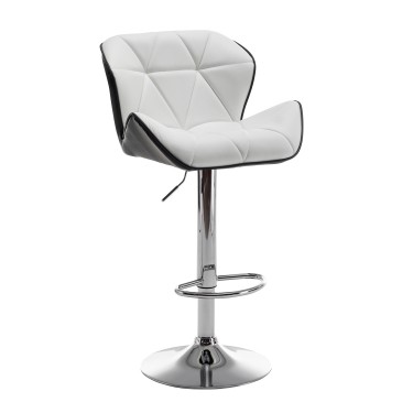 Σκαμπό Bar ArteLibre DRASH Με Πλάτη Πτυσσόμενο Λευκό/Μαύρο PU/Μέταλλο 54x52x87-109cm