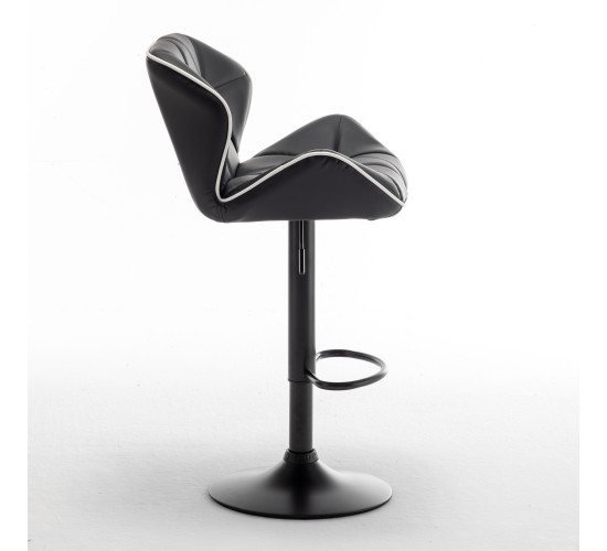 Σκαμπό Bar ArteLibre DRASH Με Πλάτη Πτυσσόμενο Μαύρο PU/Μέταλλο 54x52x87-109cm