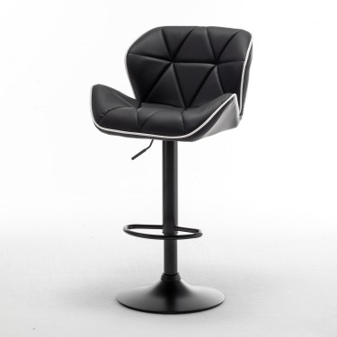 Σκαμπό Bar ArteLibre DRASH Με Πλάτη Πτυσσόμενο Μαύρο PU/Μέταλλο 54x52x87-109cm