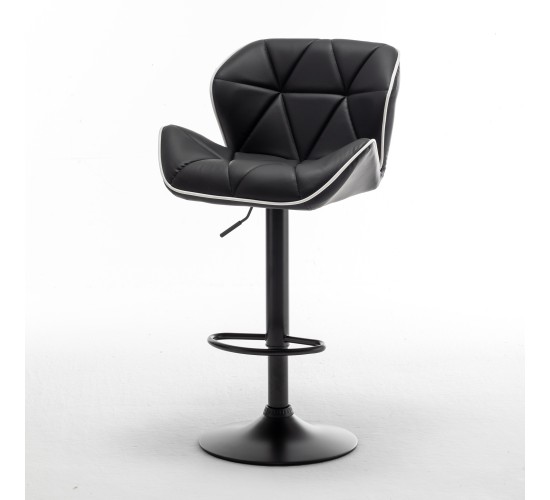 Σκαμπό Bar ArteLibre DRASH Με Πλάτη Πτυσσόμενο Μαύρο PU/Μέταλλο 54x52x87-109cm