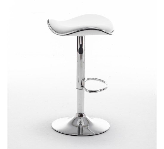 Σκαμπό Bar ArteLibre MOD Πτυσσόμενο Λευκό PU/Μέταλλο 44.5x43x65.5-83.5cm