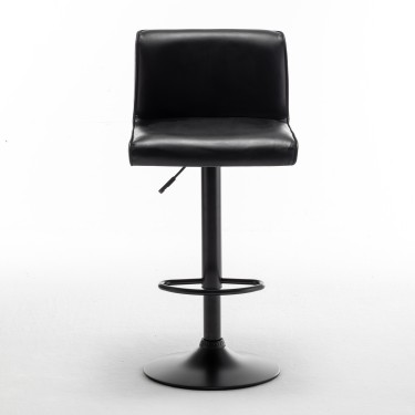 Σκαμπό Bar ArteLibre ARMOR Με Πλάτη Πτυσσόμενο Μαύρο PU/Μέταλλο 45x48x86-107.5cm