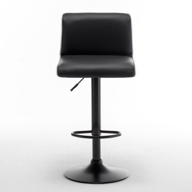 Σκαμπό Bar ArteLibre ARMOR Με Πλάτη Πτυσσόμενο Μαύρο/Λευκό PU/Μέταλλο 45x48x86-107.5cm