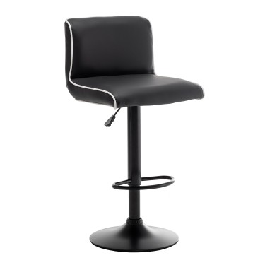 Σκαμπό Bar ArteLibre ARMOR Με Πλάτη Πτυσσόμενο Μαύρο/Λευκό PU/Μέταλλο 45x48x86-107.5cm