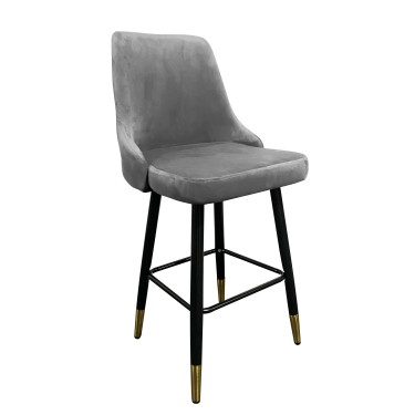 Σκαμπό Bar ArteLibre COBB Με Πλάτη Γκρι Βελούδο/Μέταλλο 49x53x100cm