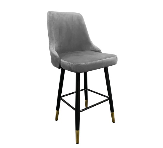 Σκαμπό Bar ArteLibre COBB Με Πλάτη Γκρι Βελούδο/Μέταλλο 49x53x100cm