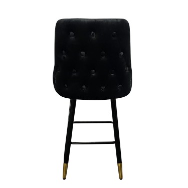 Σκαμπό Bar ArteLibre COBB Με Πλάτη Μαύρο Βελούδο/Μέταλλο 49x53x100cm