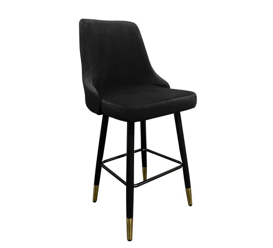 Σκαμπό Bar ArteLibre COBB Με Πλάτη Μαύρο Βελούδο/Μέταλλο 49x53x100cm