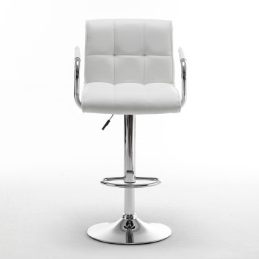 Σκαμπό Bar ArteLibre DOKK Με Πλάτη Πτυσσόμενο Λευκό PU/Μέταλλο 52x56x94-115cm