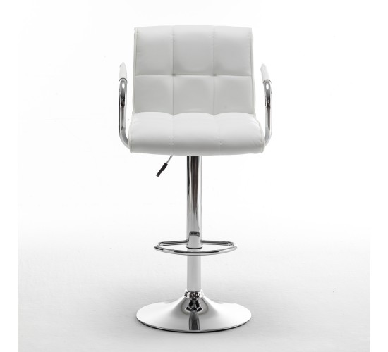 Σκαμπό Bar ArteLibre DOKK Με Πλάτη Πτυσσόμενο Λευκό PU/Μέταλλο 52x56x94-115cm