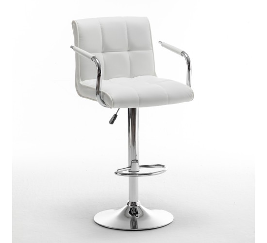 Σκαμπό Bar ArteLibre DOKK Με Πλάτη Πτυσσόμενο Λευκό PU/Μέταλλο 52x56x94-115cm