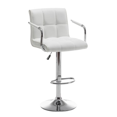 Σκαμπό Bar ArteLibre DOKK Με Πλάτη Πτυσσόμενο Λευκό PU/Μέταλλο 52x56x94-115cm