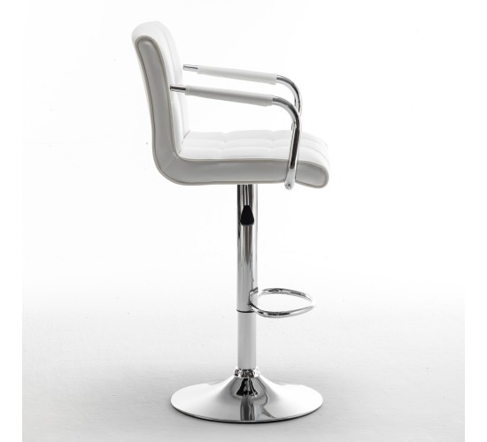 Σκαμπό Bar ArteLibre DOKK Με Πλάτη Πτυσσόμενο Λευκό PU/Μέταλλο 52x56x94-115cm