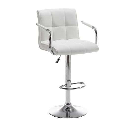 Σκαμπό Bar ArteLibre DOKK Με Πλάτη Πτυσσόμενο Λευκό PU/Μέταλλο 52x56x94-115cm