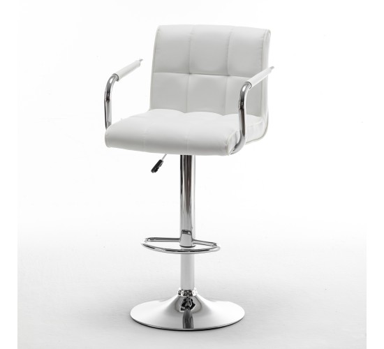 Σκαμπό Bar ArteLibre DOKK Με Πλάτη Πτυσσόμενο Λευκό PU/Μέταλλο 52x56x94-115cm