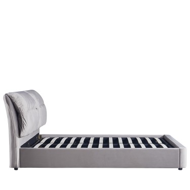 Κρεβάτι Διπλό ArteLibre ACAENA Γκρι Βελούδο 224x182.5x97cm (Στρώμα 160x200cm)