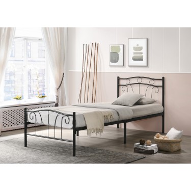 Κρεβάτι Διπλό ArteLibre ARCADIA Μαύρο Μέταλλο 197x161x97cm (Στρώμα 160x200cm)