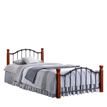 Κρεβάτι Διπλό ArteLibre CONCORDIA Μαύρο/Βελανιδιά Μέταλλο/Ξύλο 200x155x84cm (Στρώμα 150x200cm)